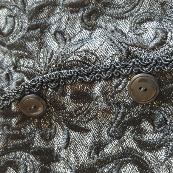 Chico's Vintage Vest Wool Black Embroidered Academia Size 2 Y2K Preppy Grunge - Picture 9 of 13